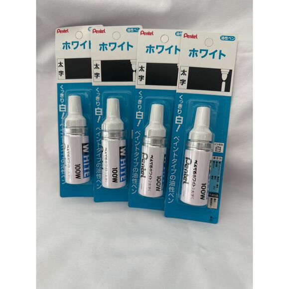 4 Packs Pentel Permanent Marker, White, Broad Point,  4 Packs (100W) - Picture 4 of 4